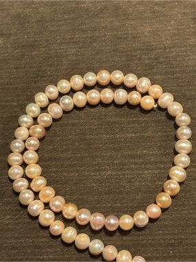 Crafting- Freshwater Baroque Pearl Strand  Champagne Peachy-Pink Cream 55 Count